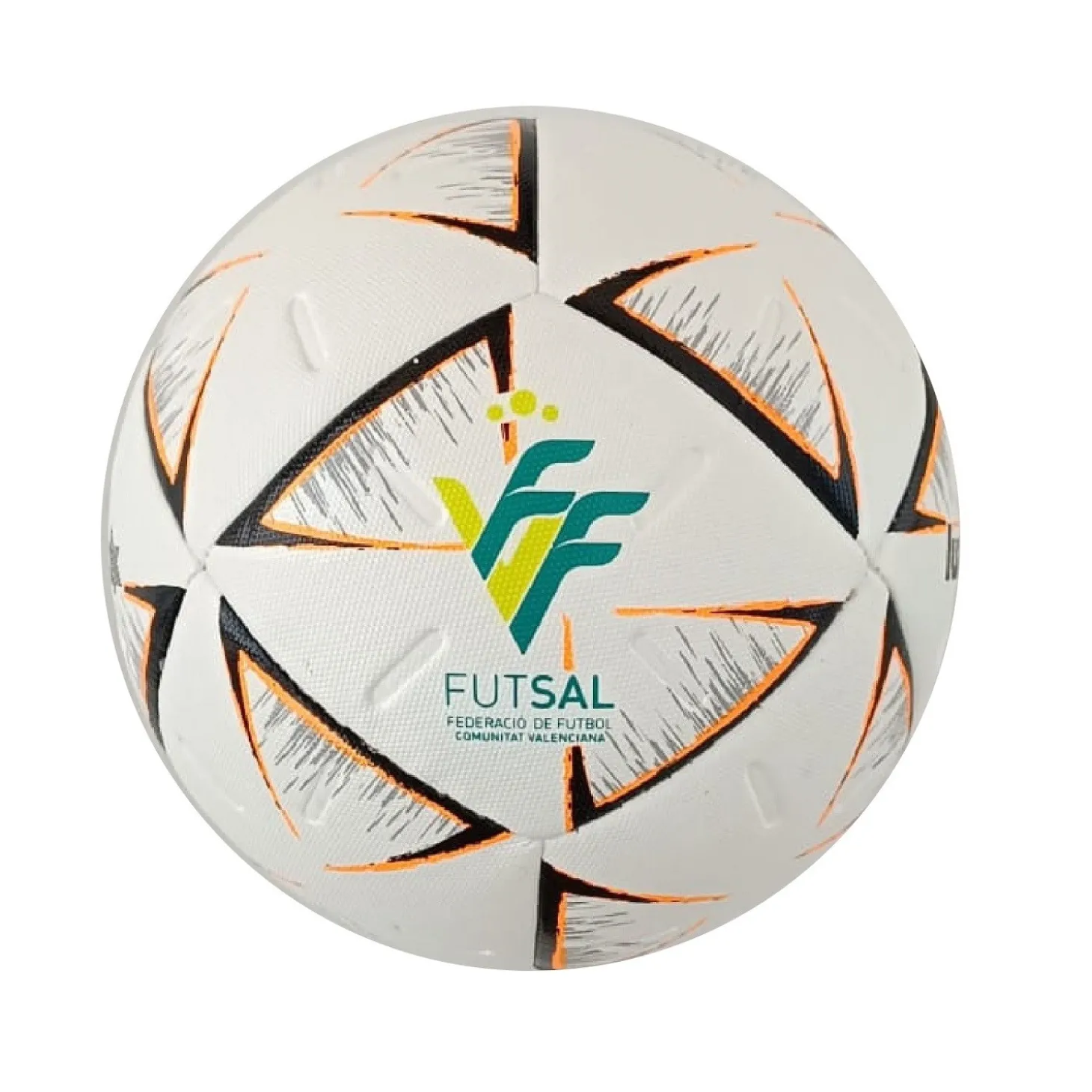 Balón Fútbol Sala Luanvi Oficial FFCV Blanco/Negro /Naranja T-58