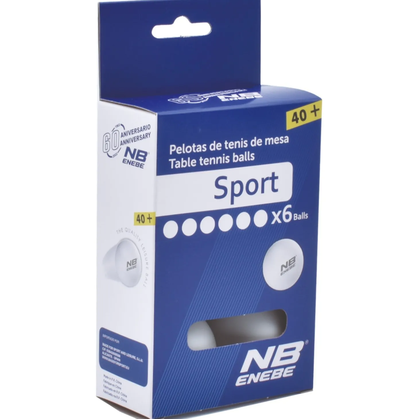 Blister 6 pelotas ENEBE Sport 40mm Blancas