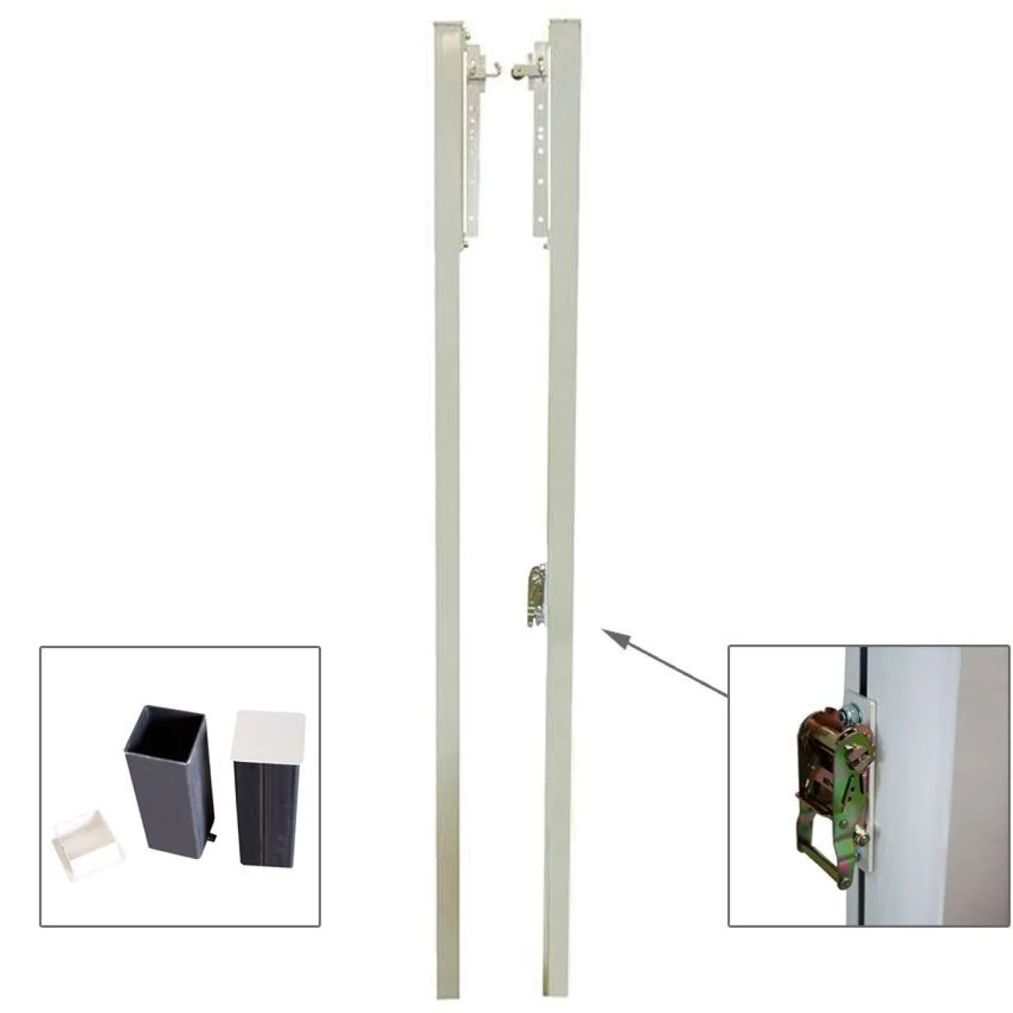 Juego Postes Voleibol Fijos - Altura Regulable - Aluminio