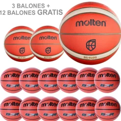 Pack 3 Balones Baloncesto Molten B7G4500 + 12 Balones Molten B7R2 Gratis
