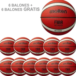 Pack 6 Balones Baloncesto Molten B5G3800 + 6 Balones B5G3800 Gratis T-5