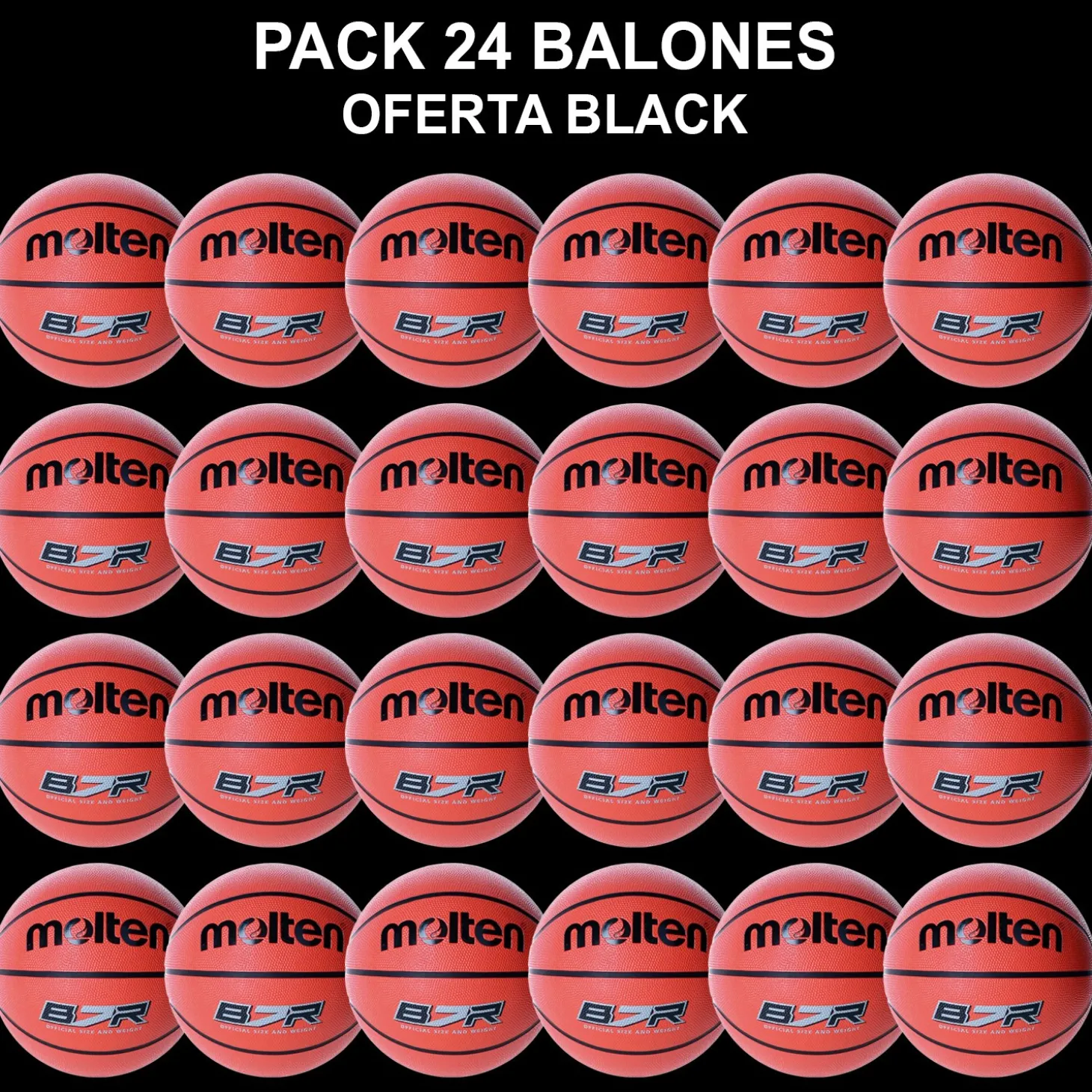 Pack 24 Balones Baloncesto Molten B-R2 Black