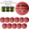 Pack 12 Balones Baloncesto Molten B-R2 + 3 Balones Zastor Formación Gratis