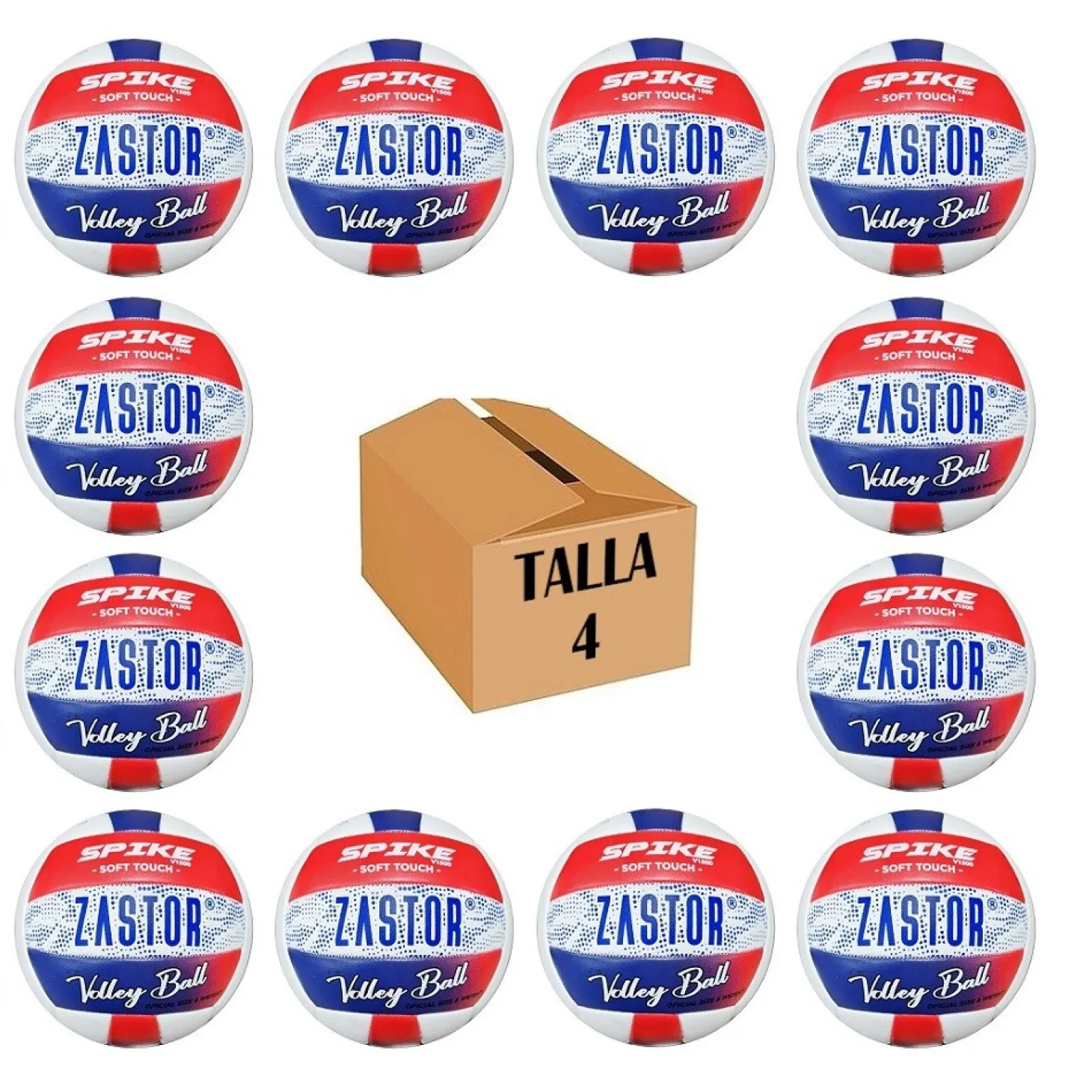 Pack 12 Balones Voleibol Zastor Spike 4V1500 Rojo/Azul T-4