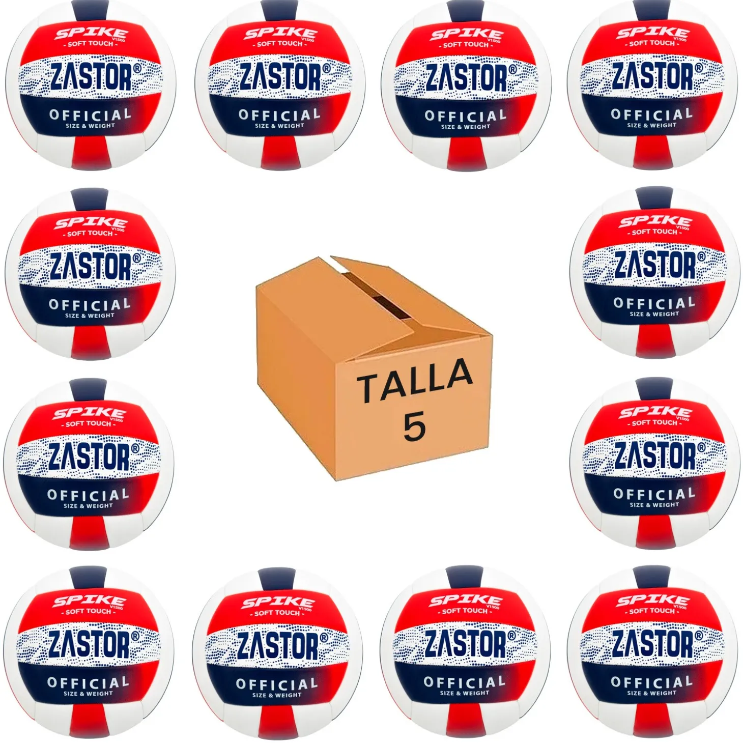 Pack 12 Balones Voleibol Zastor Spike 5V1500 Rojo/Azul T-5