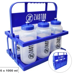 Pack 6 Botellas 1 Litro con Portabotellas Plegable Azul