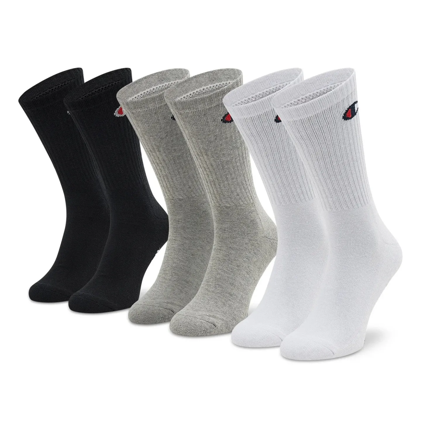 Pack 3 Pares Calcetines Champion 3P Crew Gris/Blanco/Negro