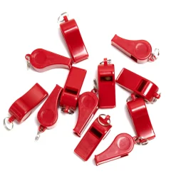 Pack 12 Silbatos Económicos Plástico Rojo